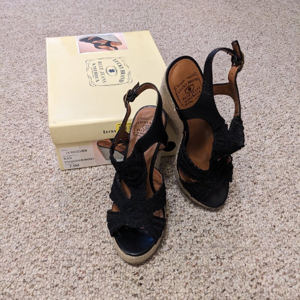 Lucky Brand Strappy Braided Jute Wedge